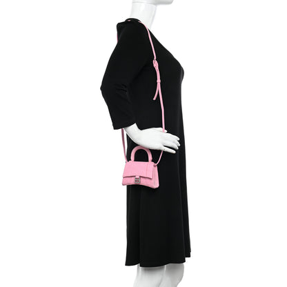 Balenciaga Washed Denim Hourglass Top Handle Bag Mini Denim Pink 2 of 14