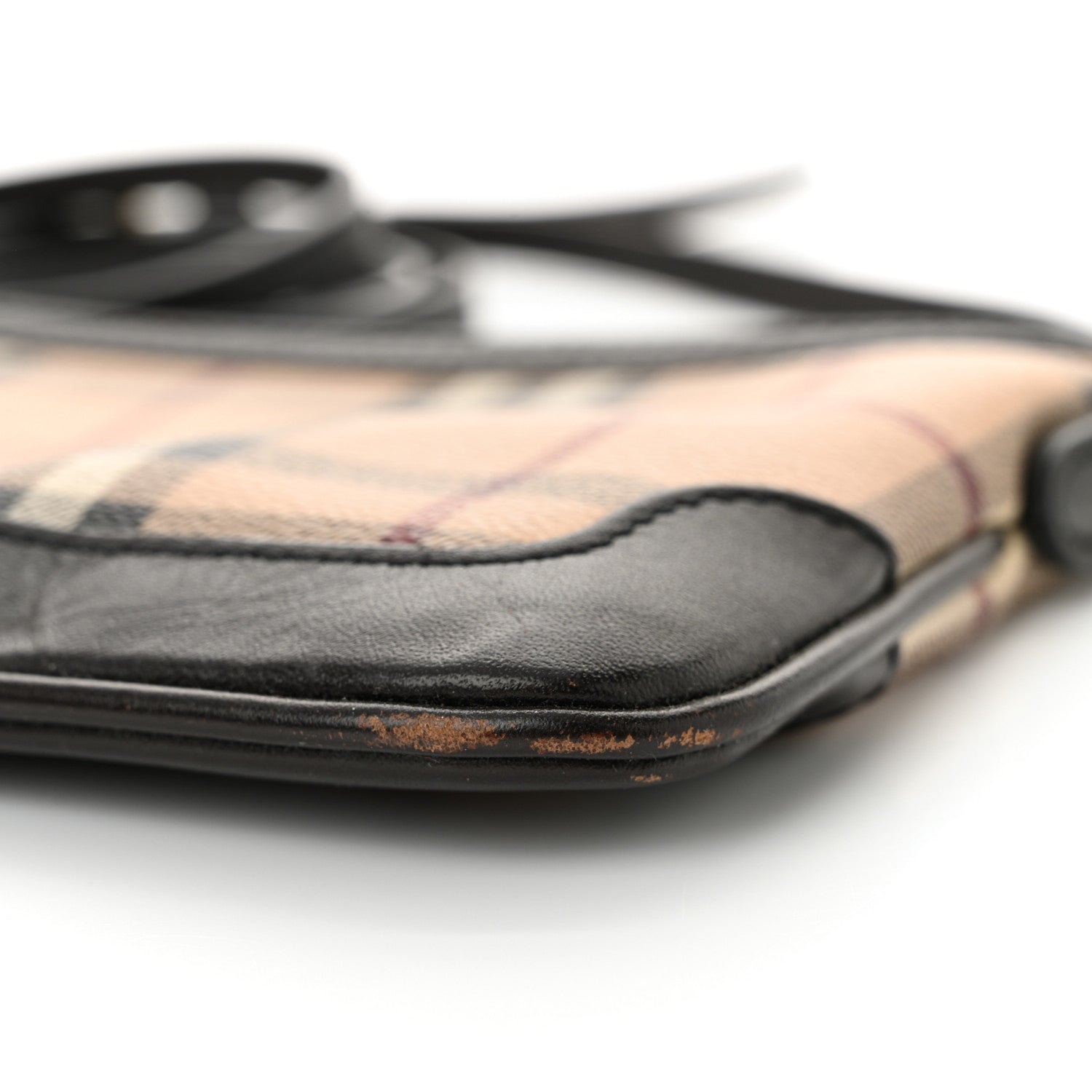 Burberry Haymarket Check Small Peyton Crossbody Clutch Bag Chocolate 9 of 11