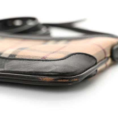 Burberry Haymarket Check Small Peyton Crossbody Clutch Bag Chocolate 9 of 11