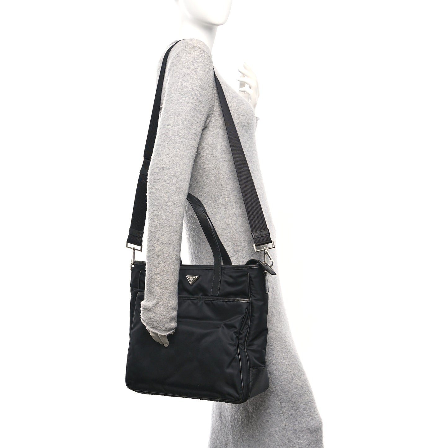 Tessuto Nylon Saffiano Tote Black