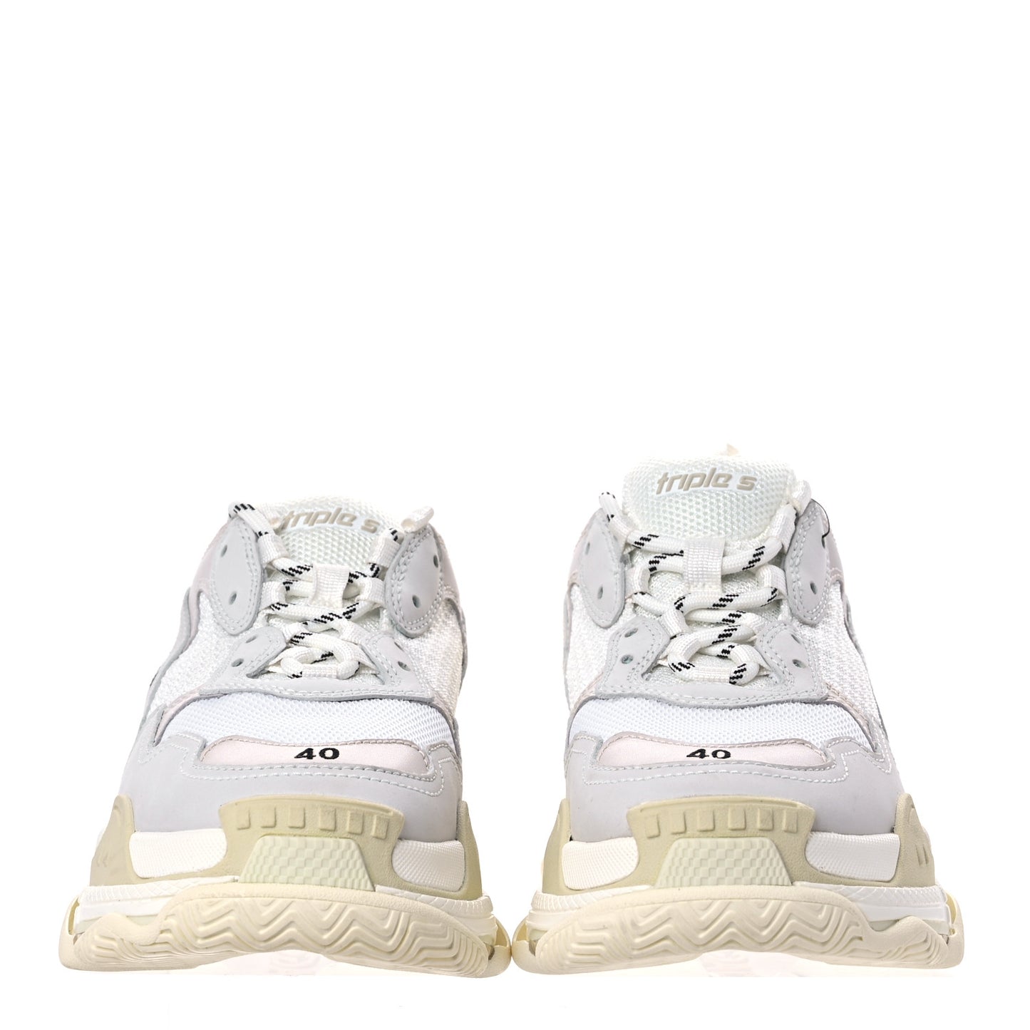 Fabric Mesh Womens Triple S Sneakers 40 White