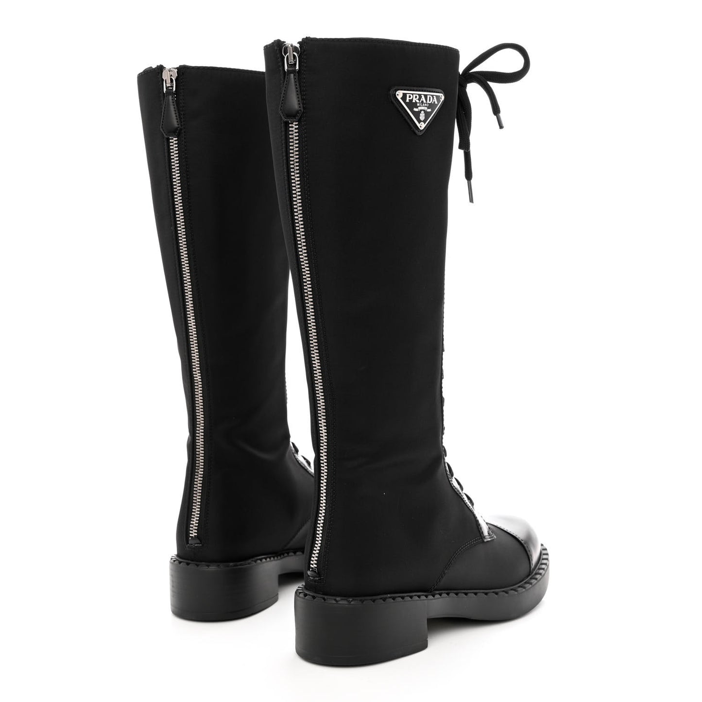 Re-Nylon Spazzolato Rois Metal Triangle Logo Tall 50mm Combat Boots 37.5 Black