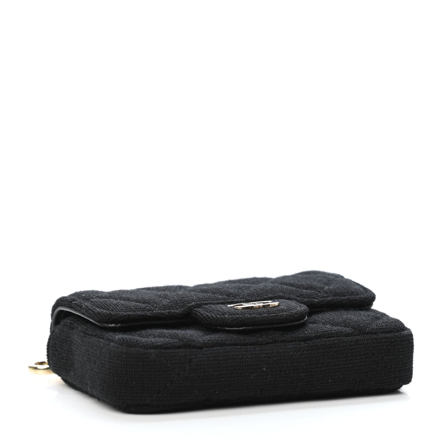 Jersey Quilted Flap Chain Waist Bag Black