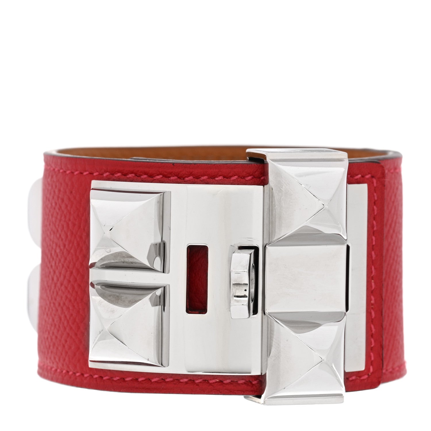Hermes Epsom Collier de Chien CDC Bracelet L Rouge Casaque 3 of 6