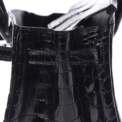 Hermes Shiny Niloticus Crocodile Birkin 25 Black 14 of 36