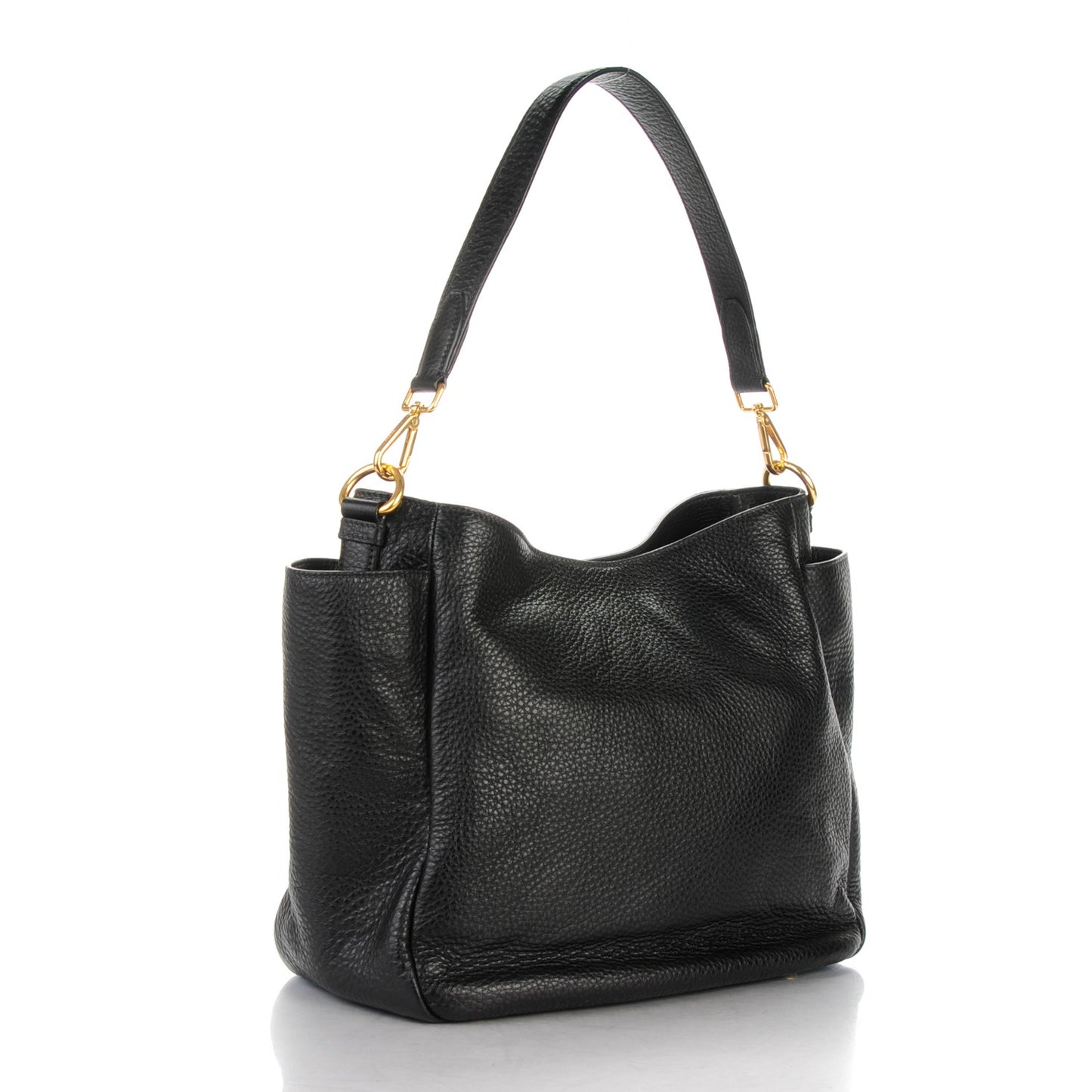 Vitello Daino Side Pocket Hobo Nero Black