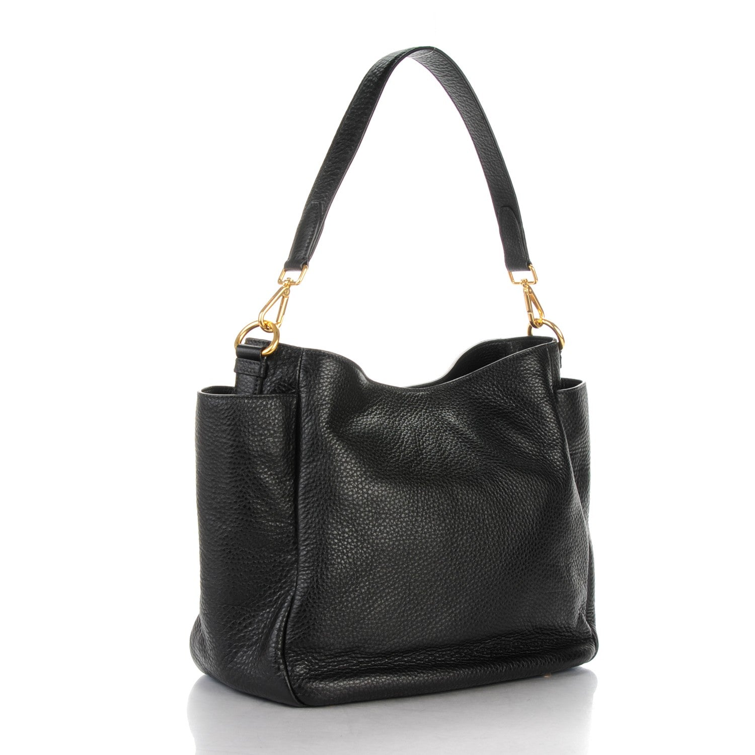 Prada Vitello Daino Side Pocket Hobo Nero Black 3 of 9