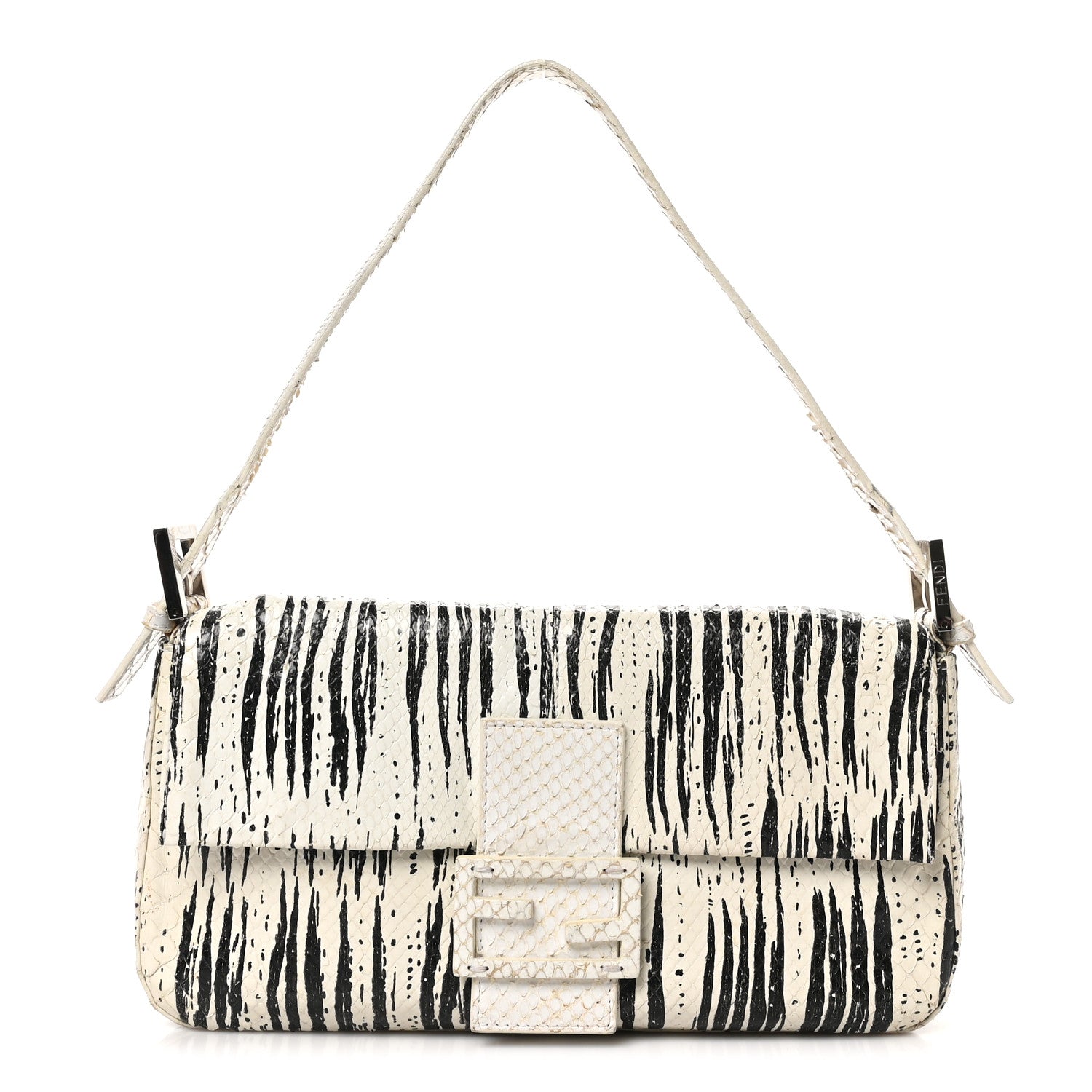 Fendi Snakeskin Baguette Black White 1 of 9