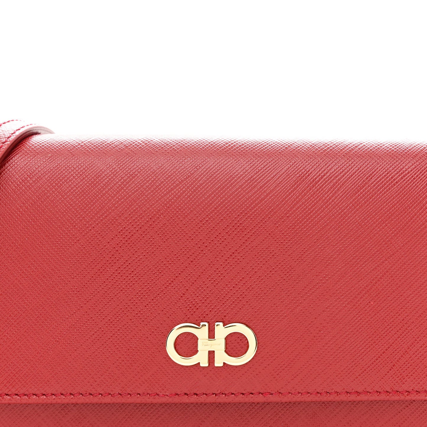 Printed Calfskin Gancini Wallet On Chain Red