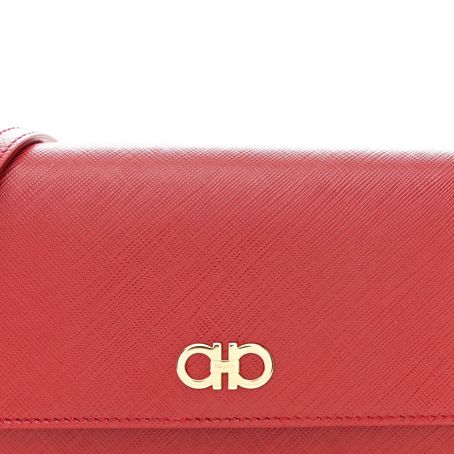 Salvatore Ferragamo Printed Calfskin Gancini Wallet On Chain Red 9 of 12