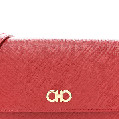 Salvatore Ferragamo Printed Calfskin Gancini Wallet On Chain Red 9 of 12