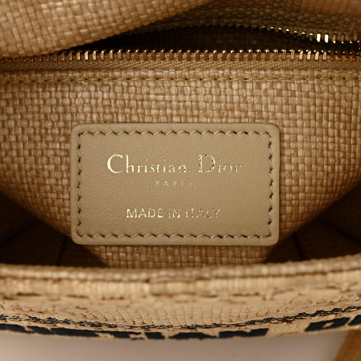 Christian Dior Raffia Woven Cannage Embroidered Mini Lady D-Lite Natural Black 6 of 10