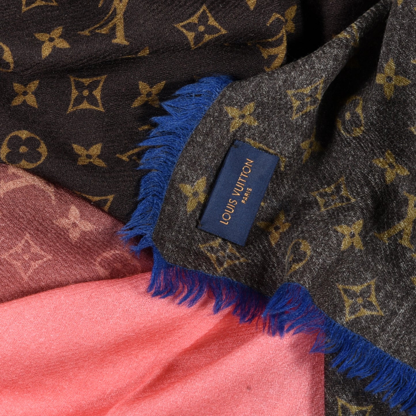 Wool Monogram Telling Stole Rose Corail