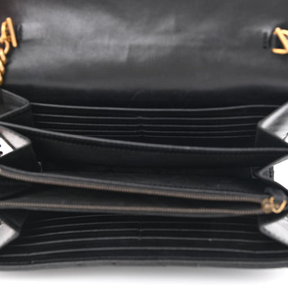 Gucci Calfskin Matelasse GG Marmont Chain Wallet Black 5 of 13
