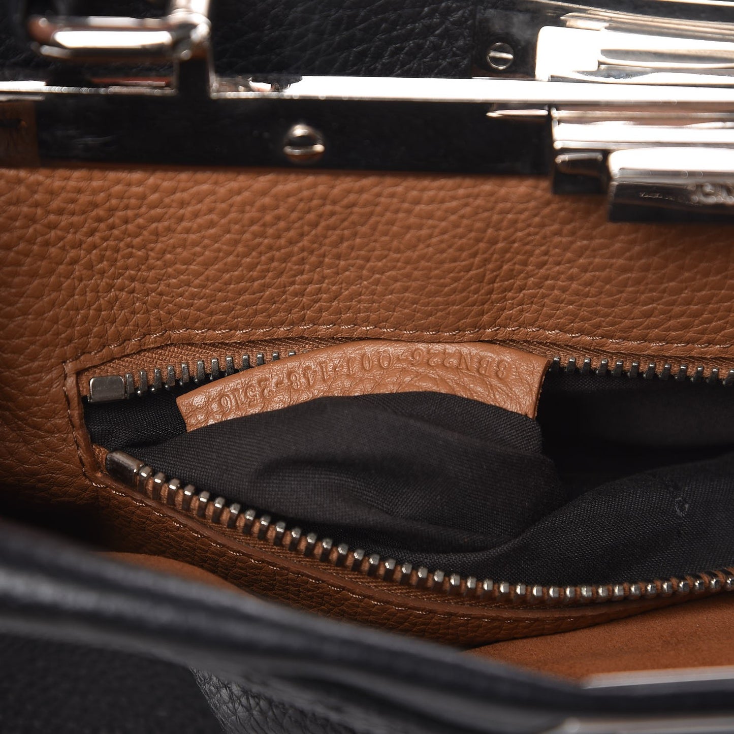 Cuoio Romano Selleria Bi-Color Medium Peekaboo Iconic Satchel Black Mou