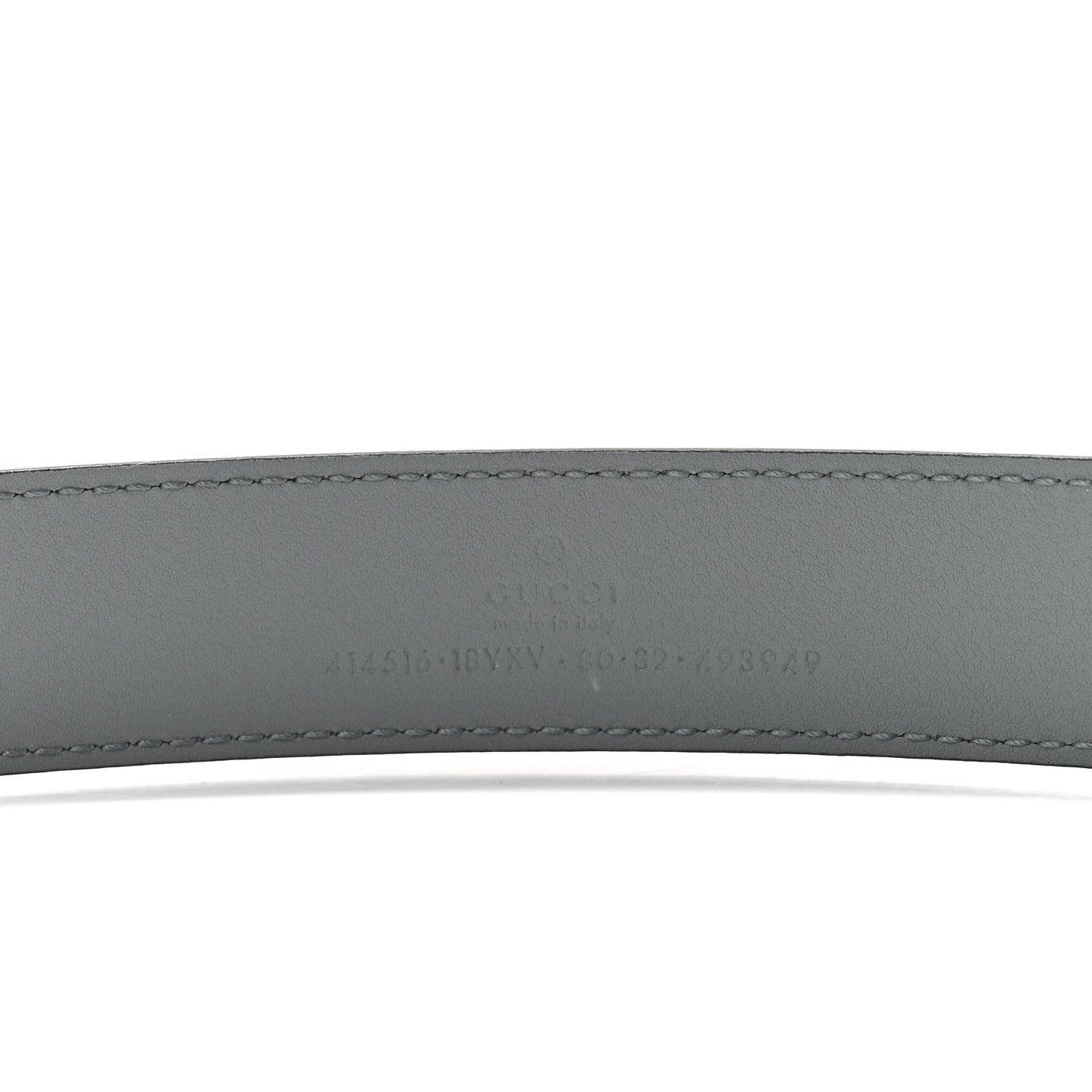 Azalea Calfskin Enamel Monochrome Double G 30mm Belt 80 32 Deep Grey