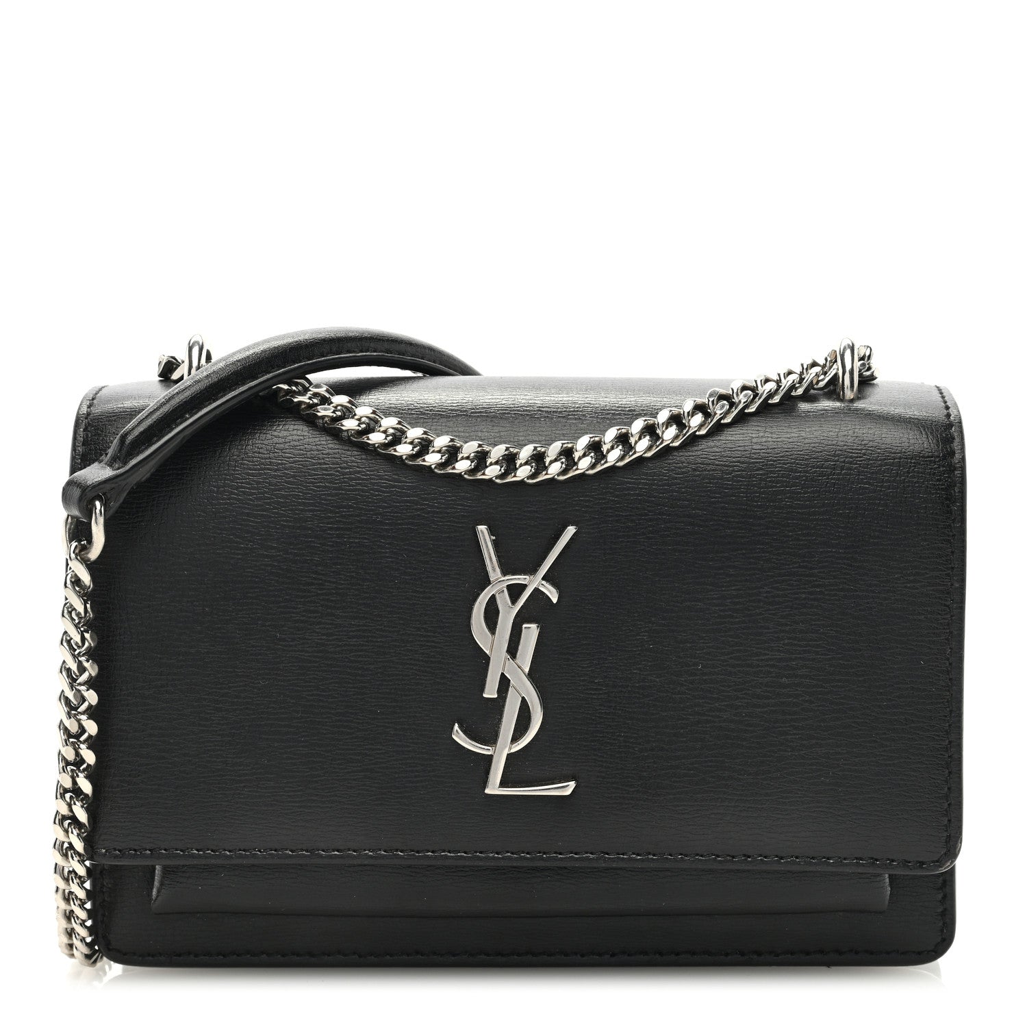 Saint Laurent Calfskin Monogram Sunset Chain Wallet Black 1 of 8
