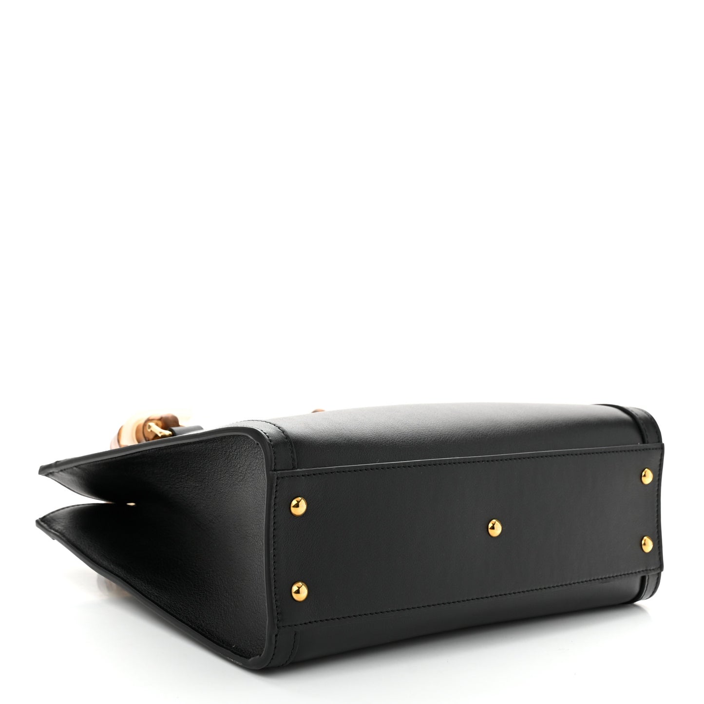 Calfskin Small Diana Tote Bag Black Yellow Fluo