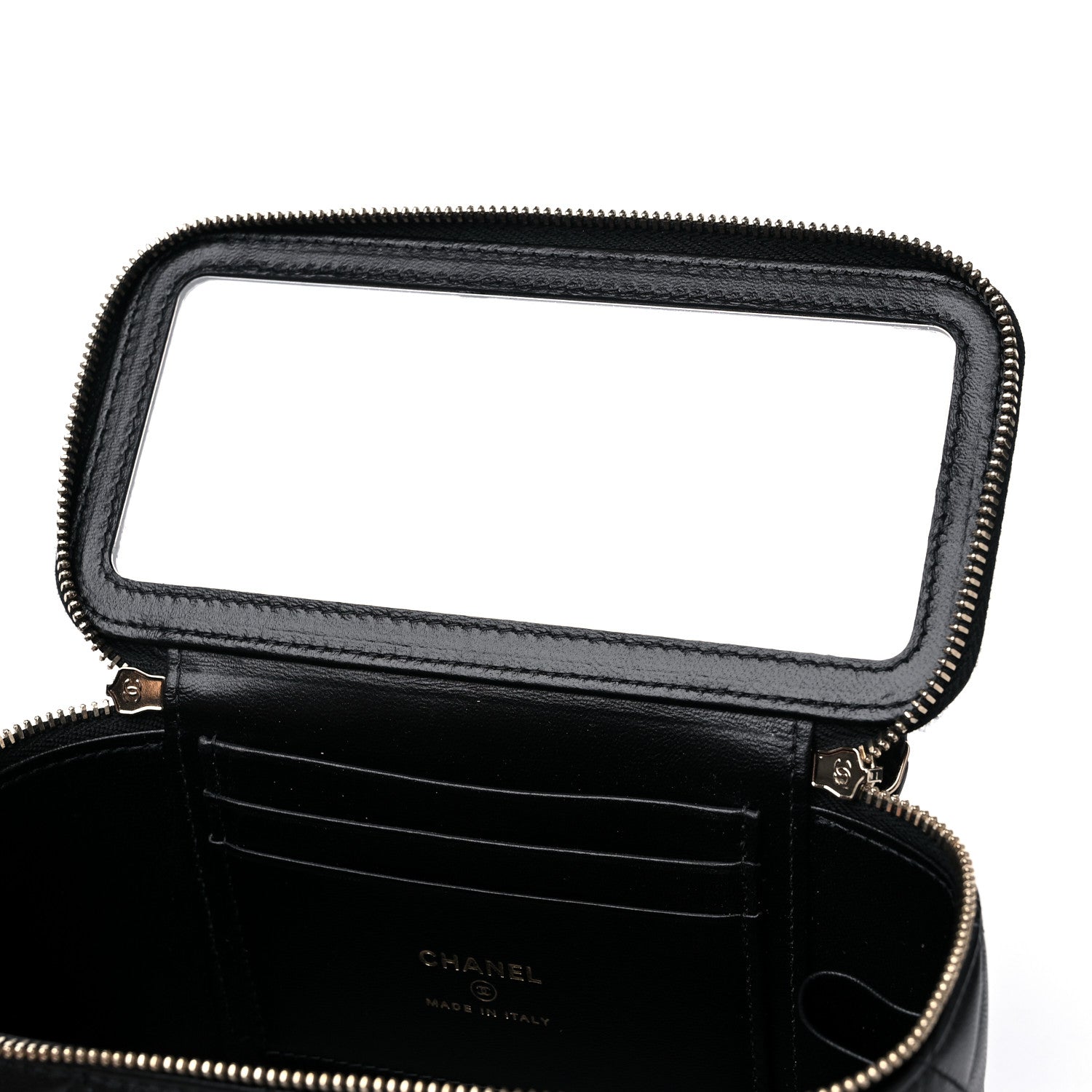 Chanel Lambskin Quilted Metal Small Top Handle Vanity Case With Chain Black 10 of 11