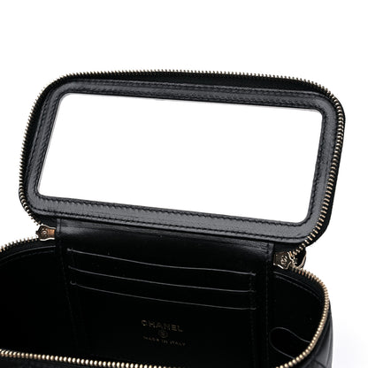Chanel Lambskin Quilted Metal Small Top Handle Vanity Case With Chain Black 10 of 11