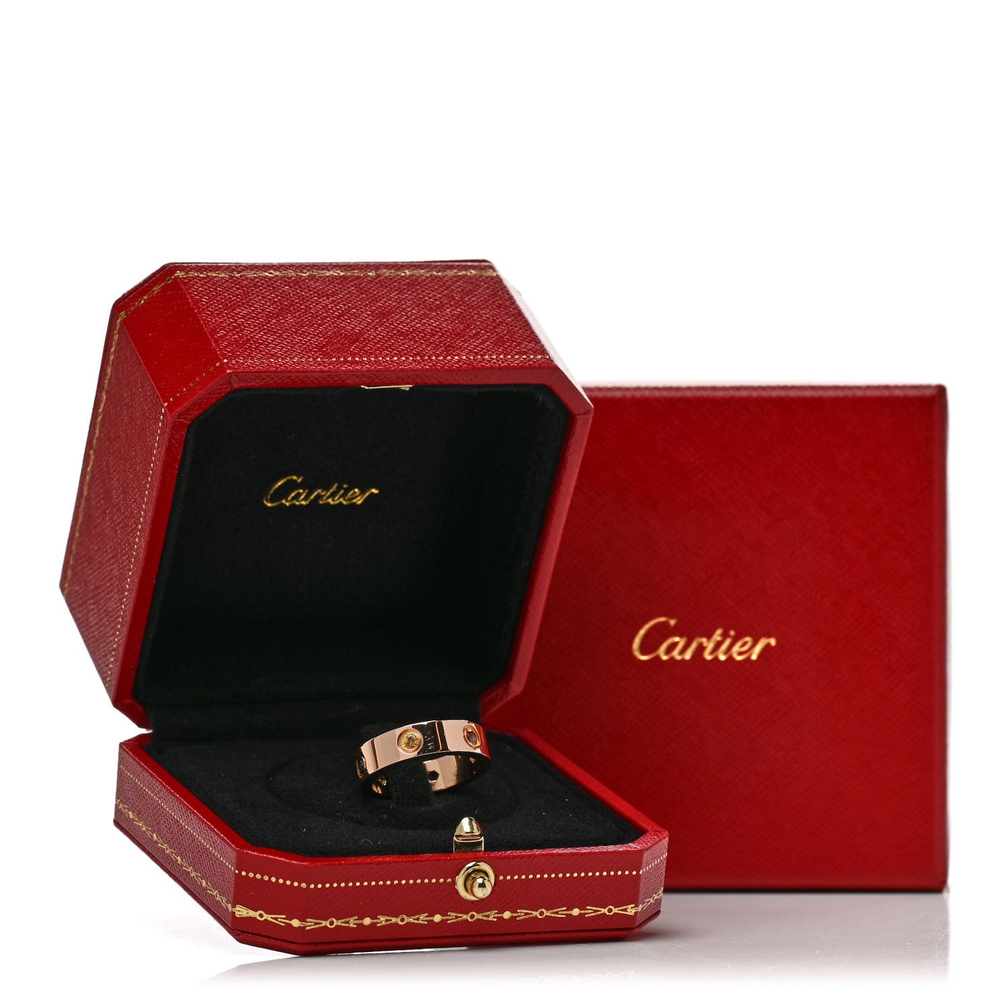 18K Pink Gold Sapphire Garnet Amethyst 5.5mm LOVE Ring 55 7.25