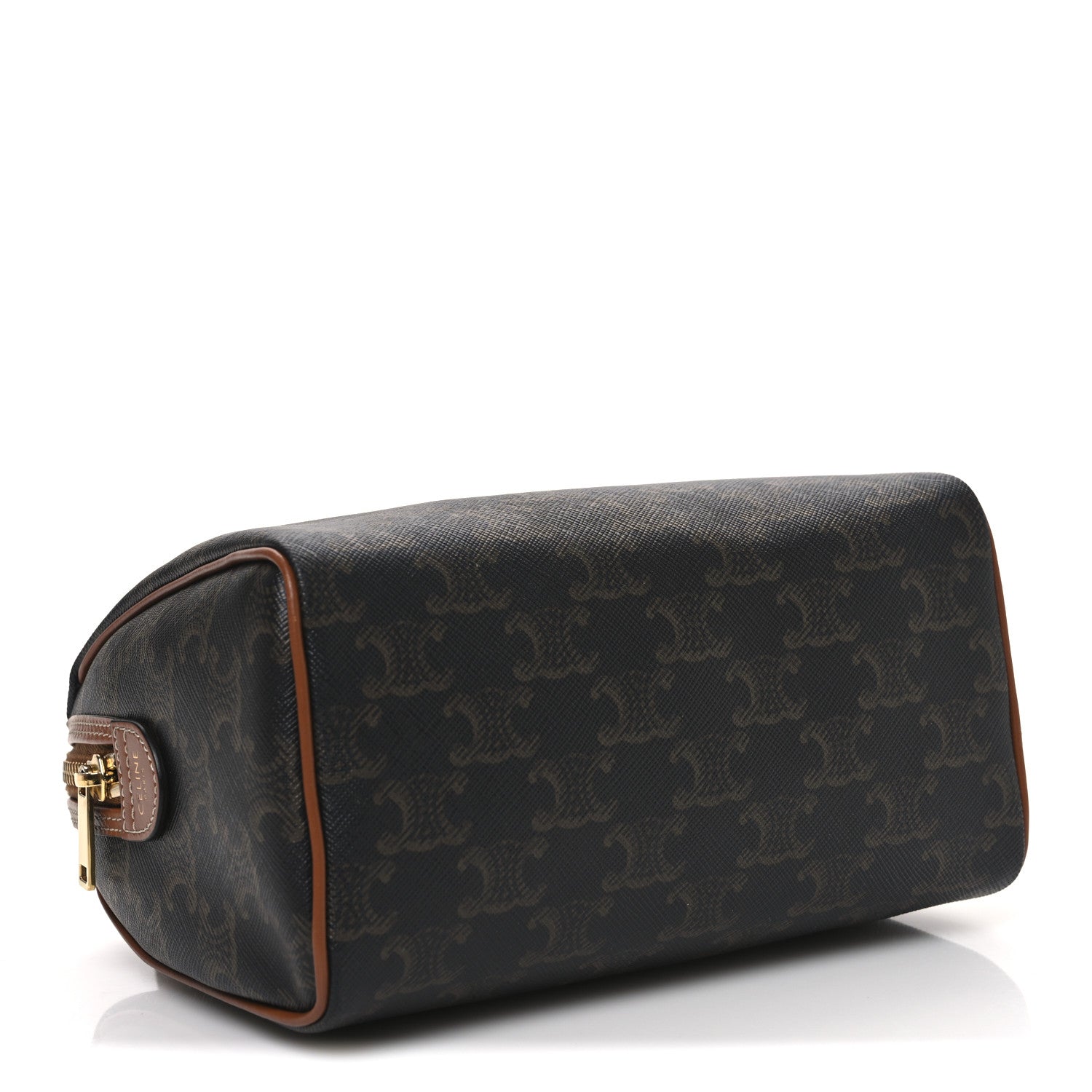 Celine Triomphe Canvas Calfskin Small Boston Bag Tan 4 of 11