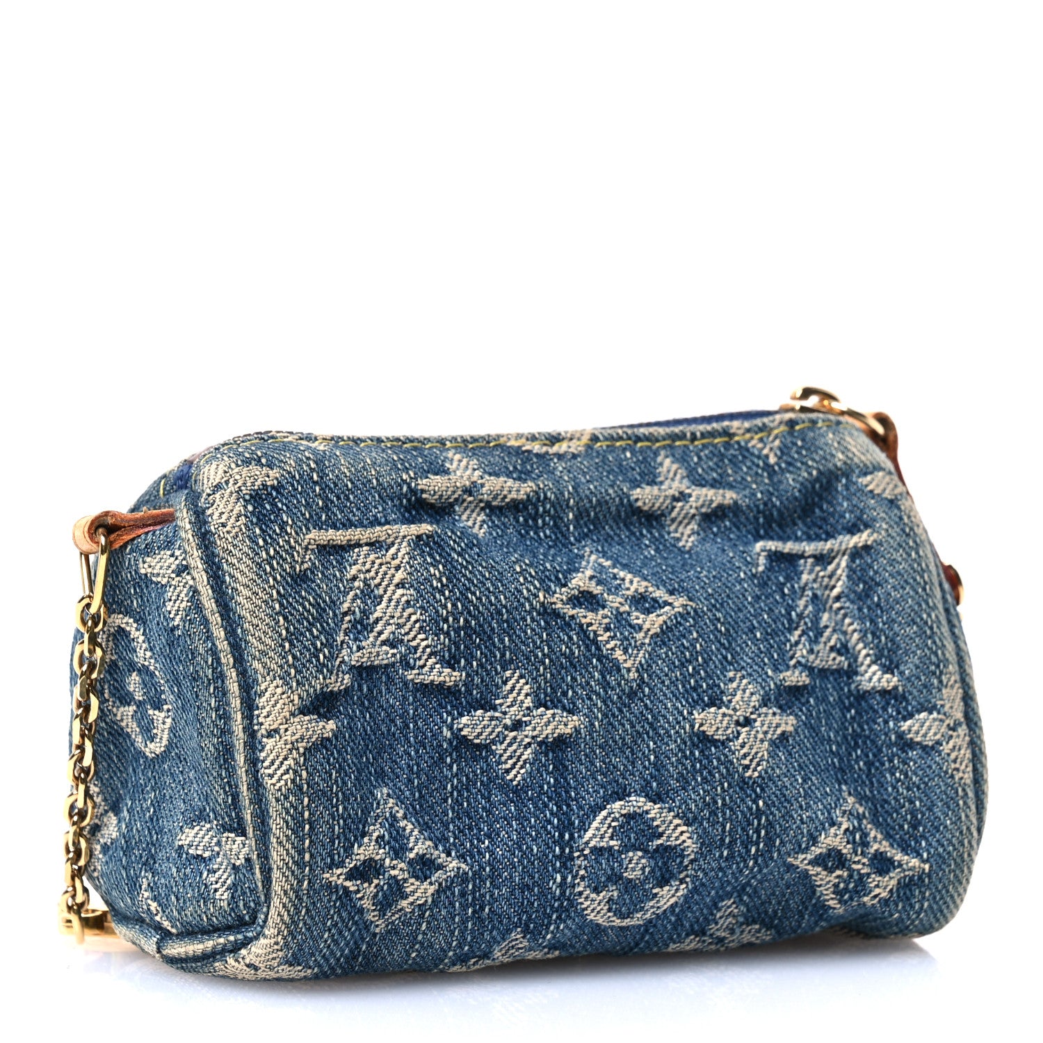 Louis Vuitton Monogram Denim Pochette Speedy PM Key Holder Blue 2 of 4