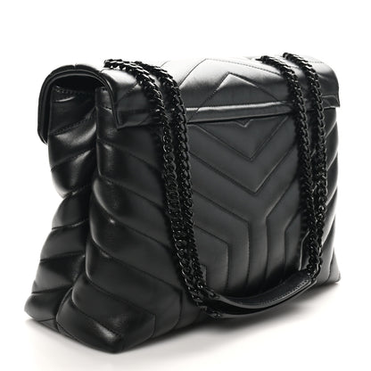 Saint Laurent Calfskin Y Quilted Monogram Monochrome Medium Loulou Chain Satchel Black 2 of 10