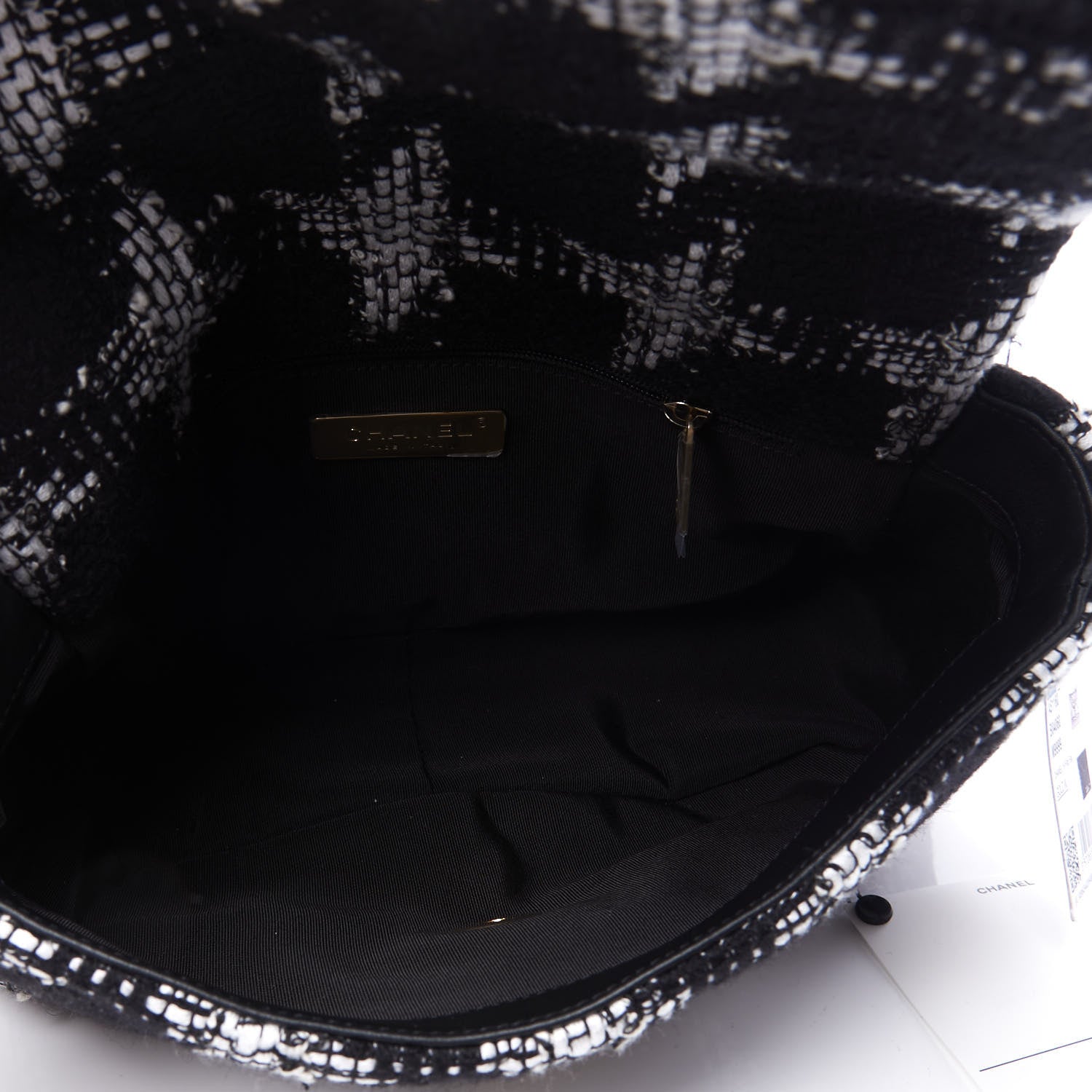 Chanel Tweed Quilted Medium 19 Flap Black White 4 of 10