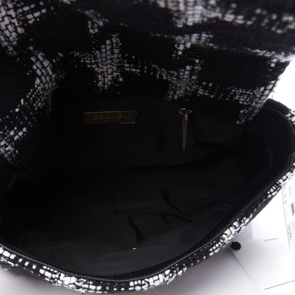 Chanel Tweed Quilted Medium 19 Flap Black White 4 of 10
