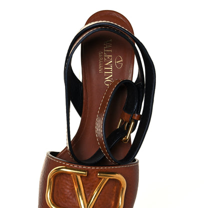 Valentino Garavani Grainy Cowhide VLogo 60mm Sandals 36.5 Cuoio 7 of 8