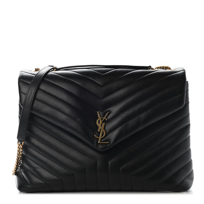 Saint Laurent Calfskin Y Quilted Monogram Large Loulou Chain Satchel Black 1 of 8