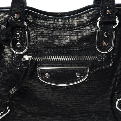 Balenciaga Lizard Embossed Agneau Silver Metallic Edge Hardware Nano City Black 8 of 10