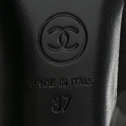 Chanel Suede Calfskin Satin Cap Toe CC Pumps 37 Black 9 of 10