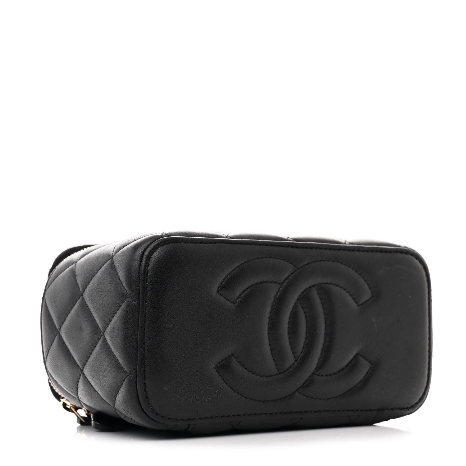 Chanel Lambskin Quilted Small Pearl Crush Vanity Case With Chain Black 4 of 11