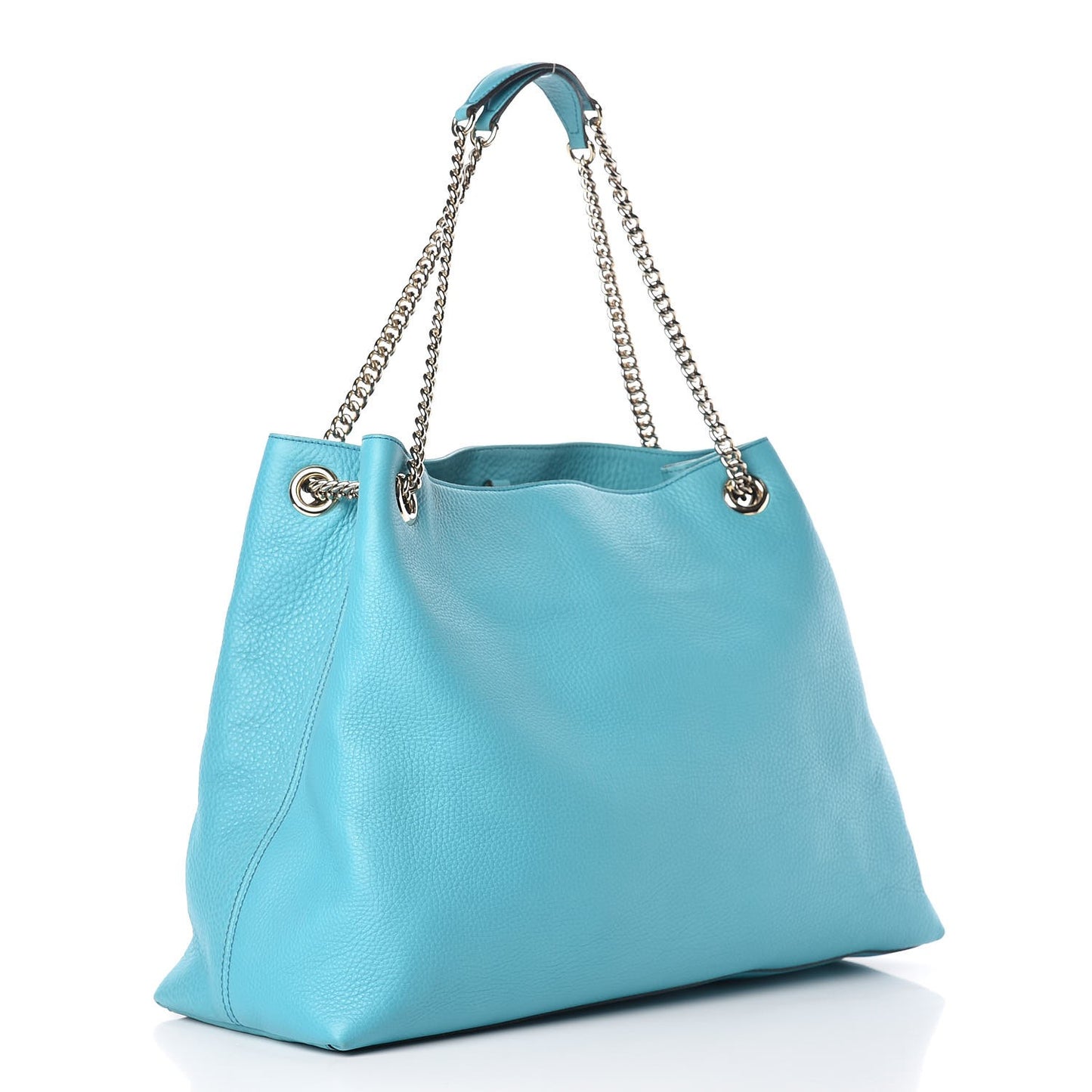Pebbled Calfskin Large Soho Chain Shoulder Bag Turquoise