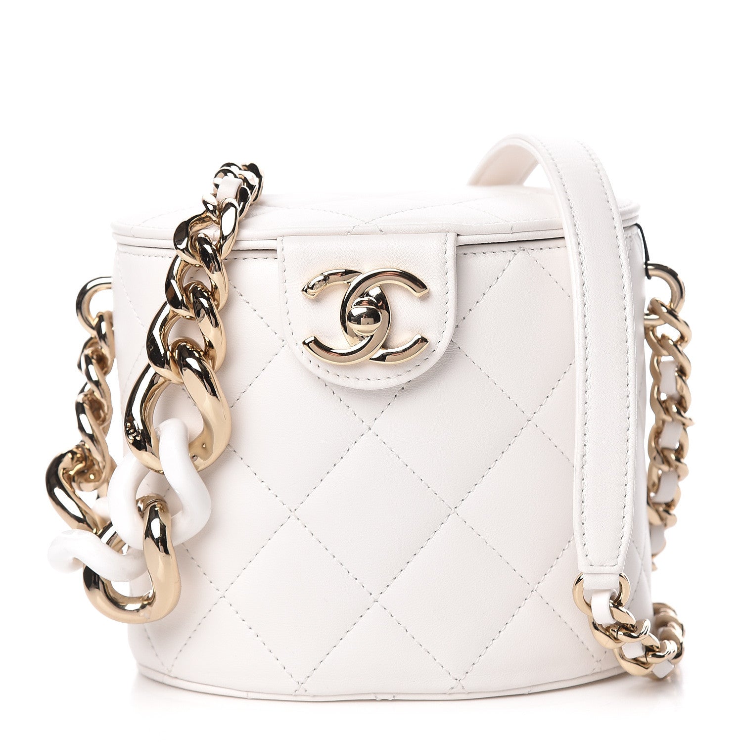 Chanel Lambskin Resin Elegant Chain Vanity Case White 1 of 12