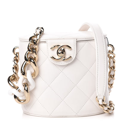 Chanel Lambskin Resin Elegant Chain Vanity Case White 1 of 12