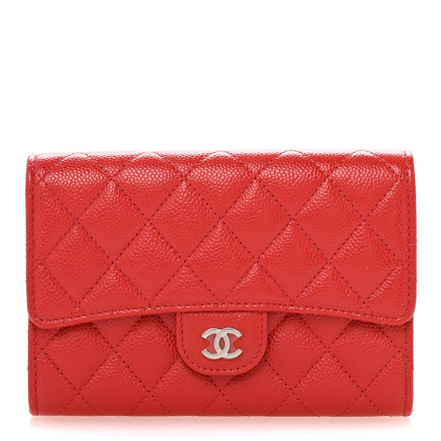 Chanel Caviar Quilted Medium Flap Wallet Red 1 of 8