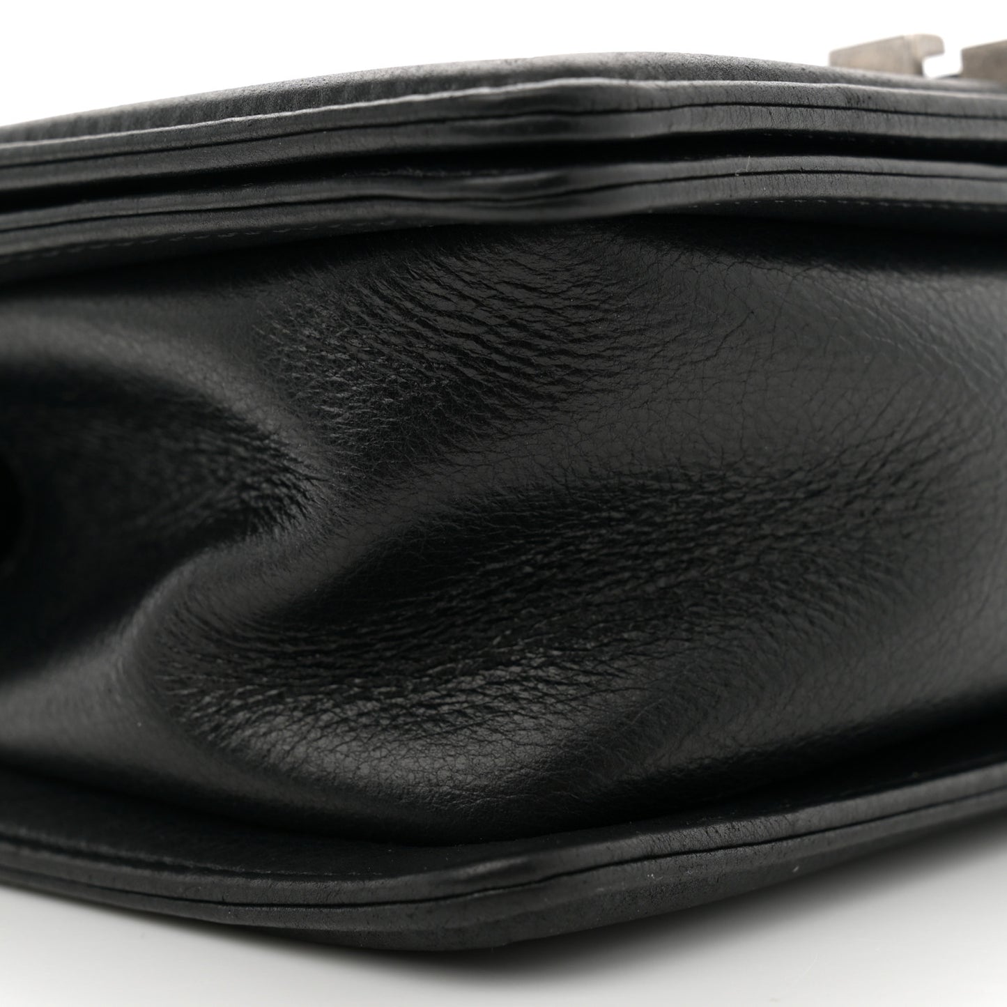 Calfskin Quilted Small Boy Flap Black