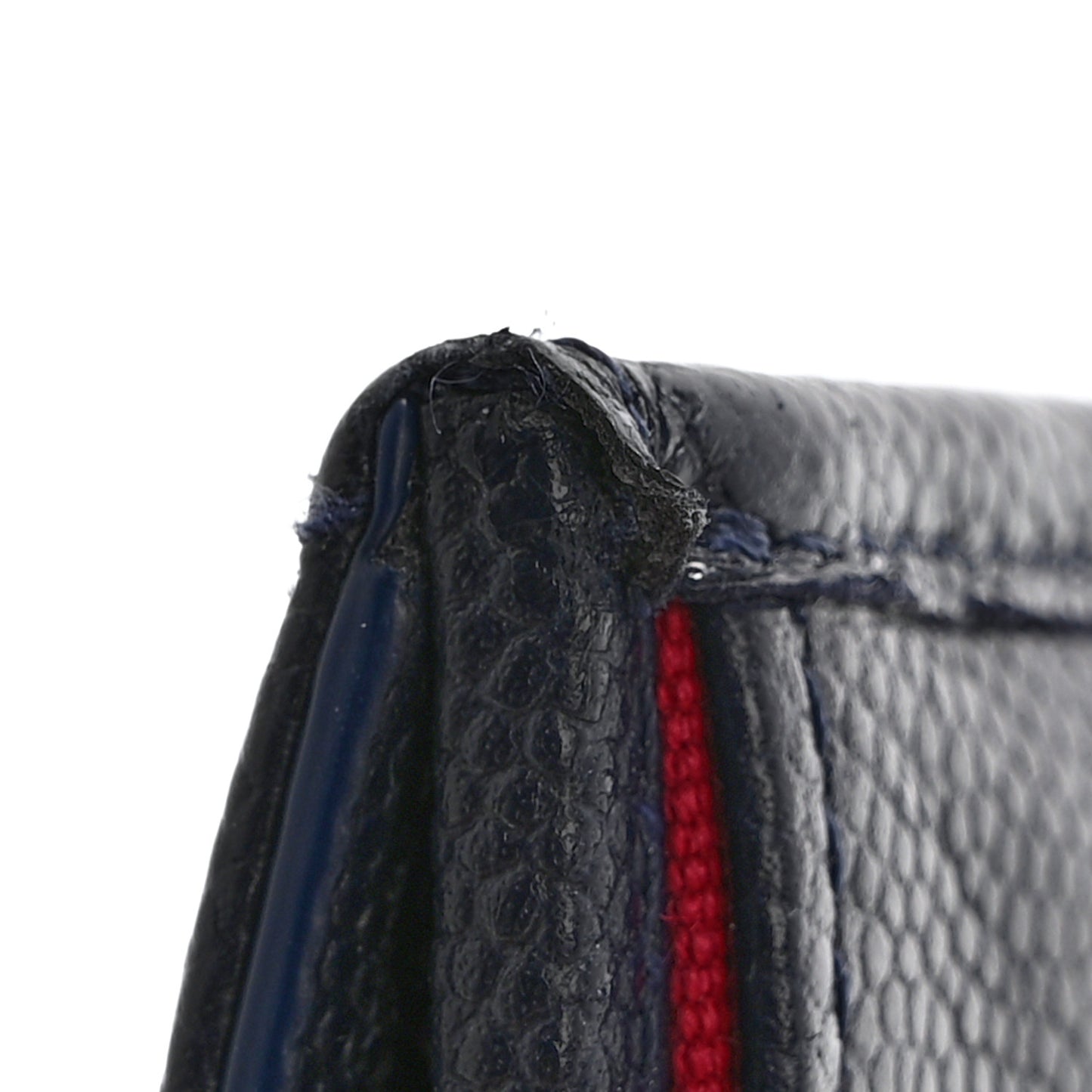 Caviar Metal Perforated Quilted Small CC Flap Wallet Navy