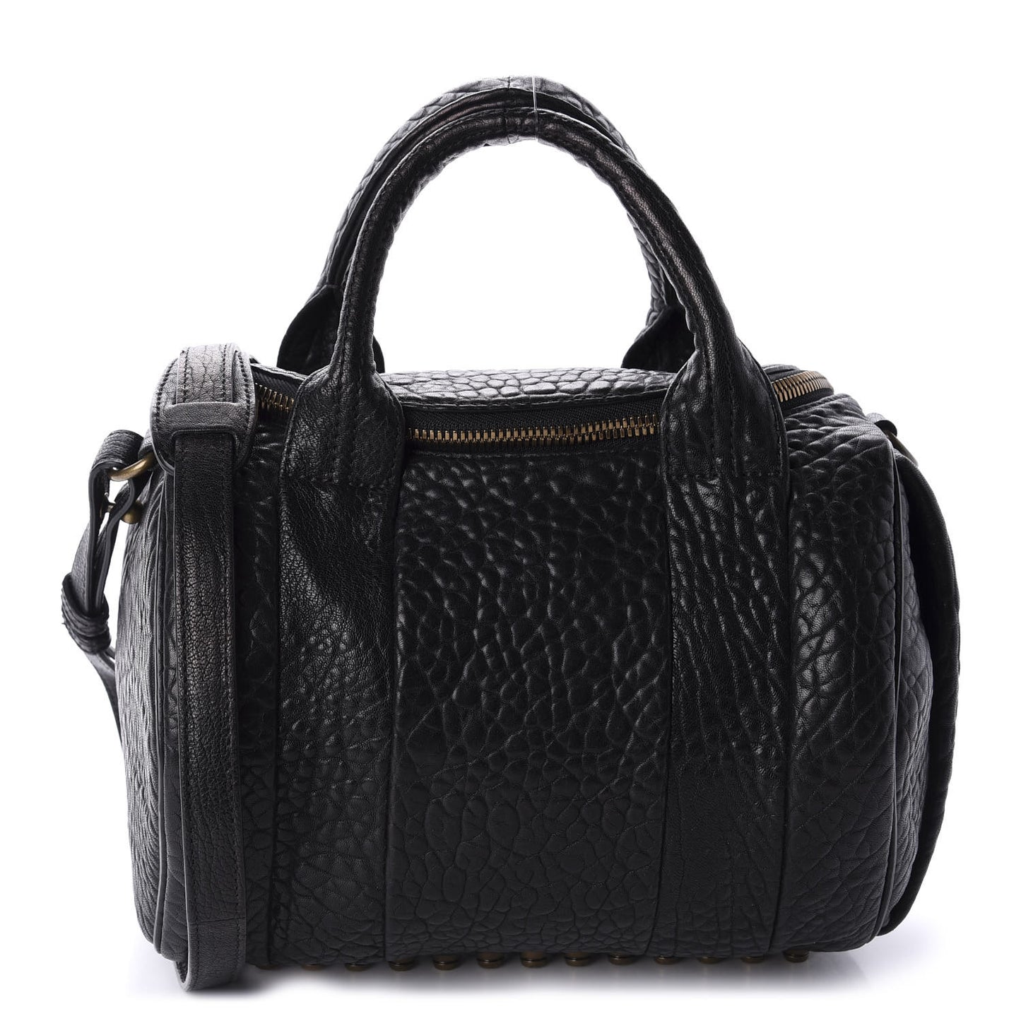 Pebbled Lambskin Rockie Black Antique Brass Hardware