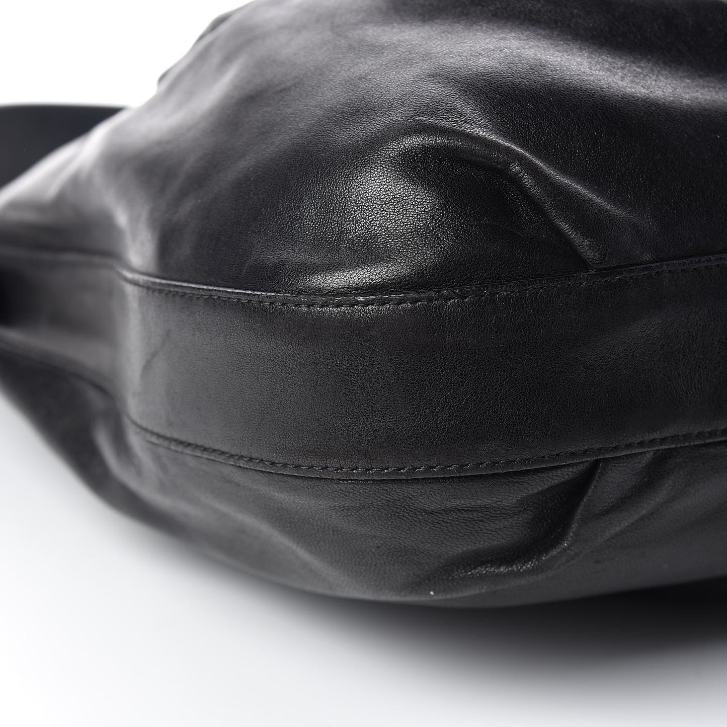 Soft Calf Pleated Hobo Black