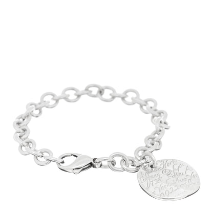 Tiffany Sterling Silver Notes Round Tag Charm Bracelet 1 of 3