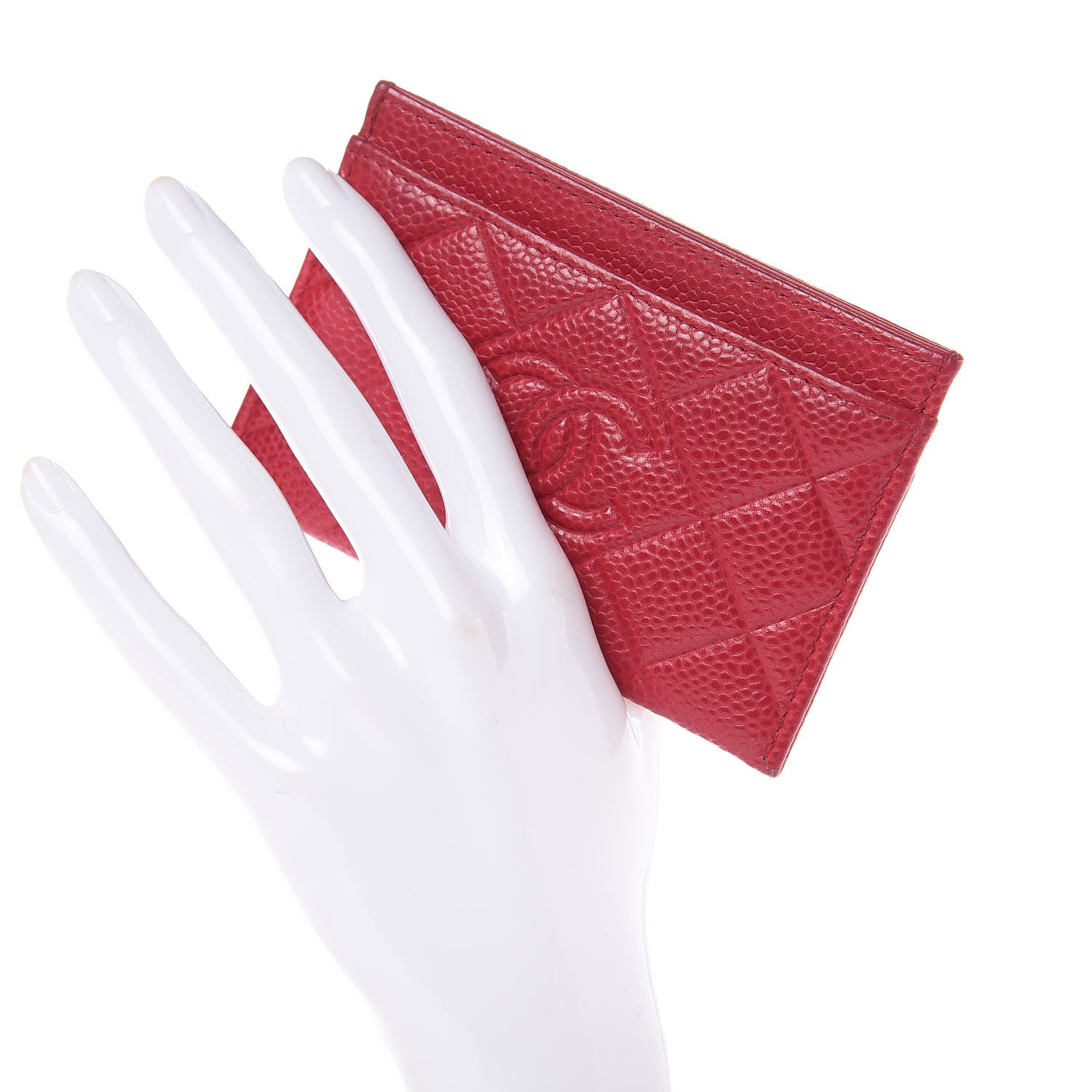 Chanel Caviar Quilted Diamond CC Card Holder Dark Pink 3 of 16