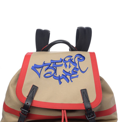 Burberry X KRIS WU Canvas Embroidered XL Rucksack Backpack Honey 13 of 14