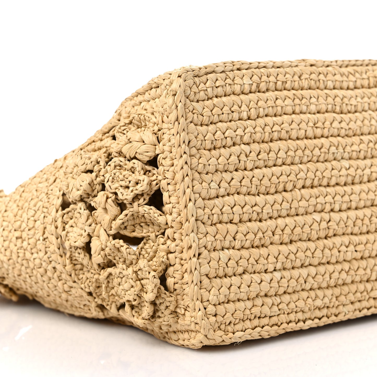 Woven Raffia Floral Embellished Small Book Tote Natural