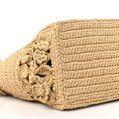 Christian Dior Woven Raffia Floral Embellished Small Book Tote Natural 9 of 11