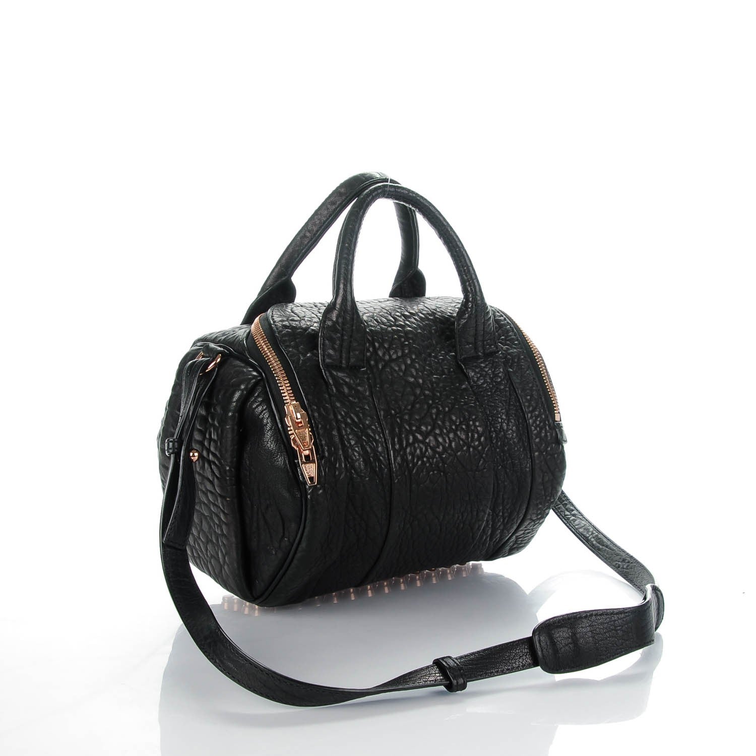 Alexander Wang Pebbled Lambskin Rockie Black Rose Gold Hardware 3 of 7