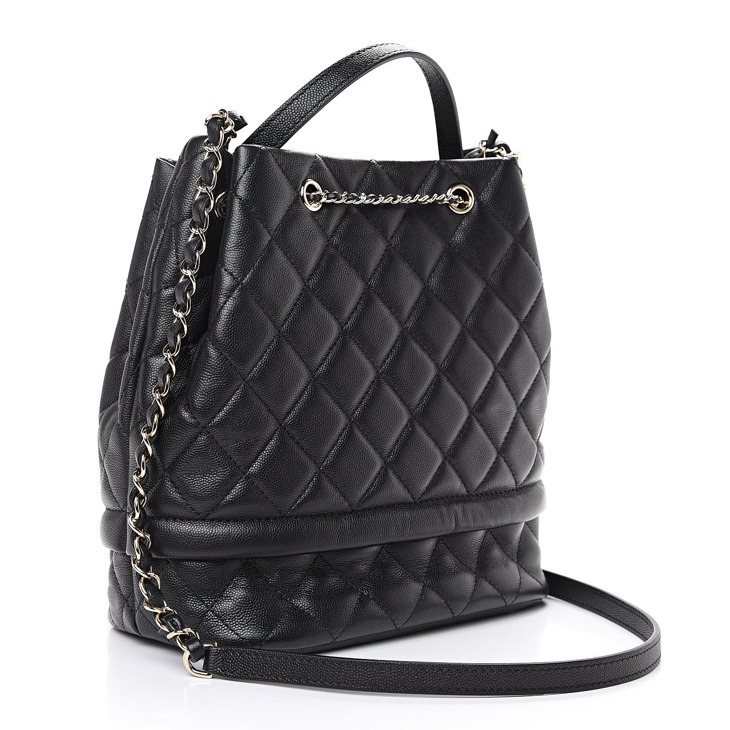 Chanel Caviar Quilted Large Rolled Up Bucket Drawstring Bag Black 2 of 9